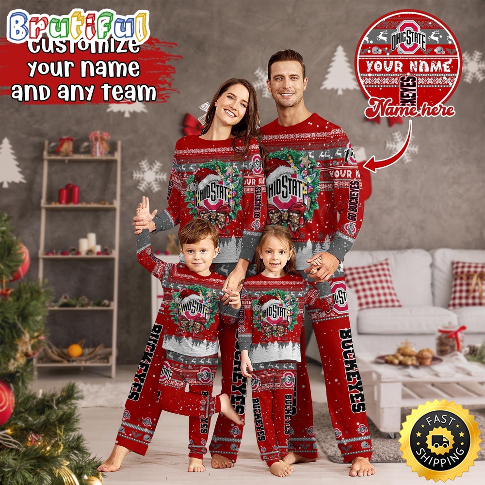 personalized ncaa ohio state buckeyes pajamas xmas for sports fan 4syz8
