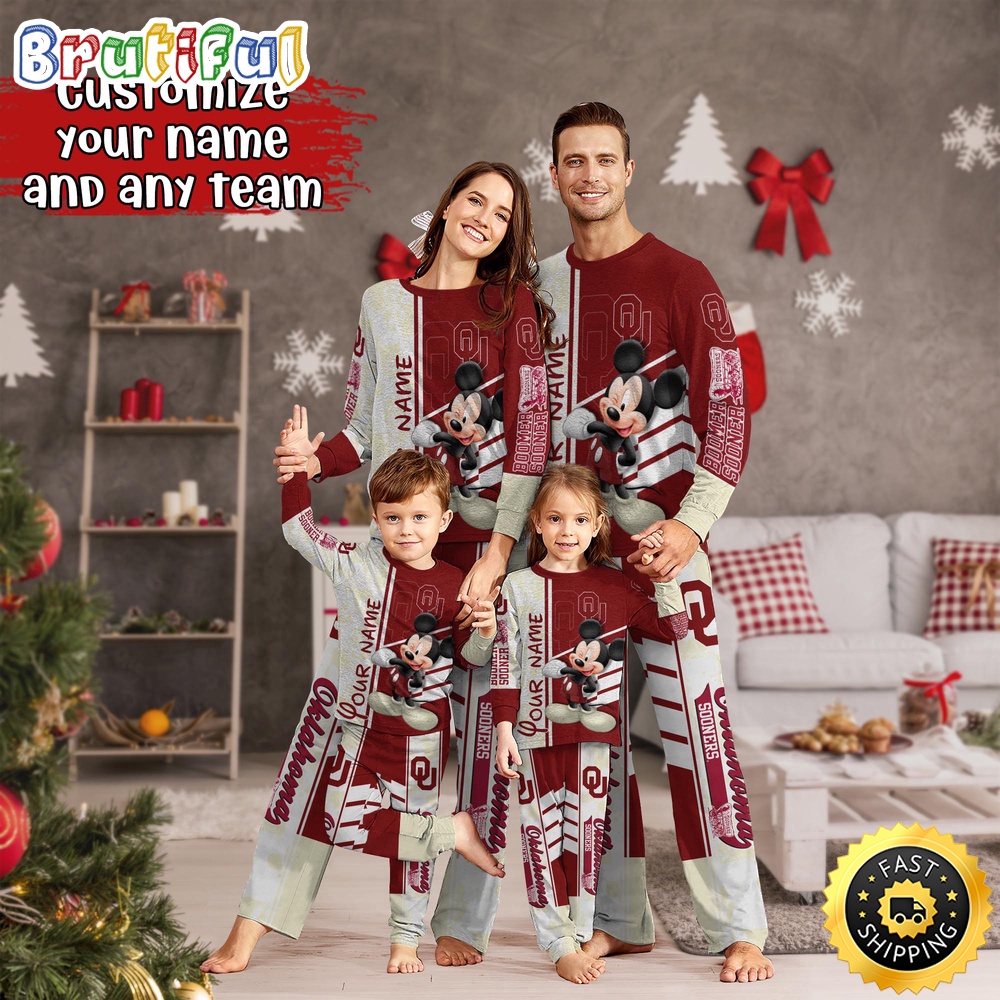 personalized ncaa oklahoma sooners pajamas mickey mouse for family ti4b4