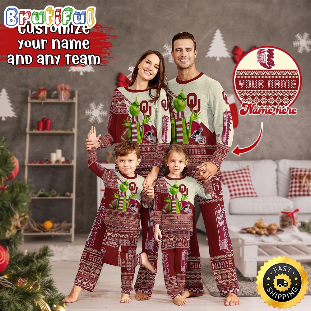 personalized ncaa oklahoma sooners pajamas xmas for sport family 5dps4