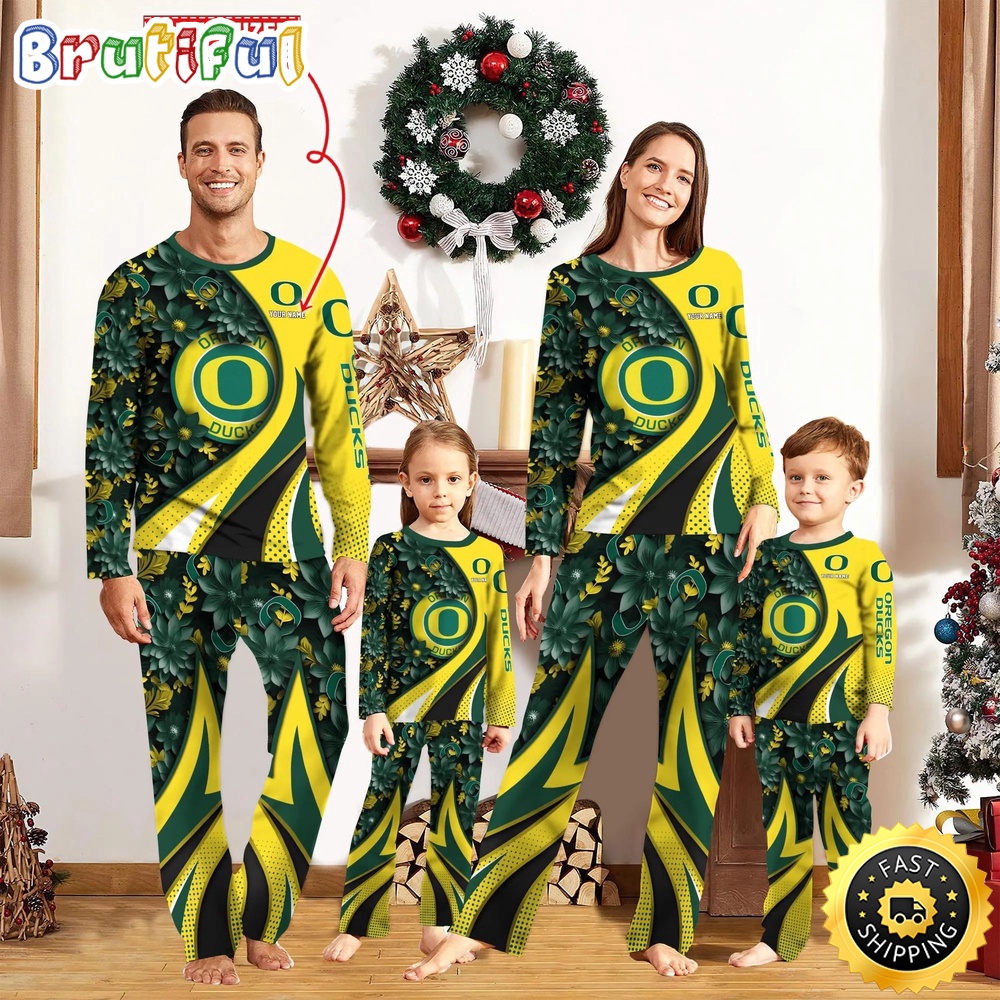 personalized ncaa oregon ducks pajamas flower for sport family 82yxw