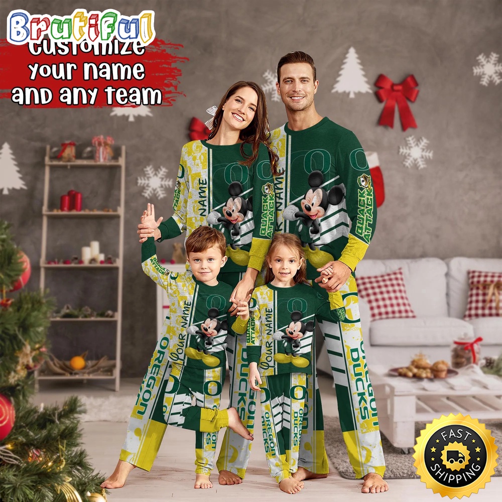 personalized ncaa oregon ducks pajamas mickey mouse for family sqpdk