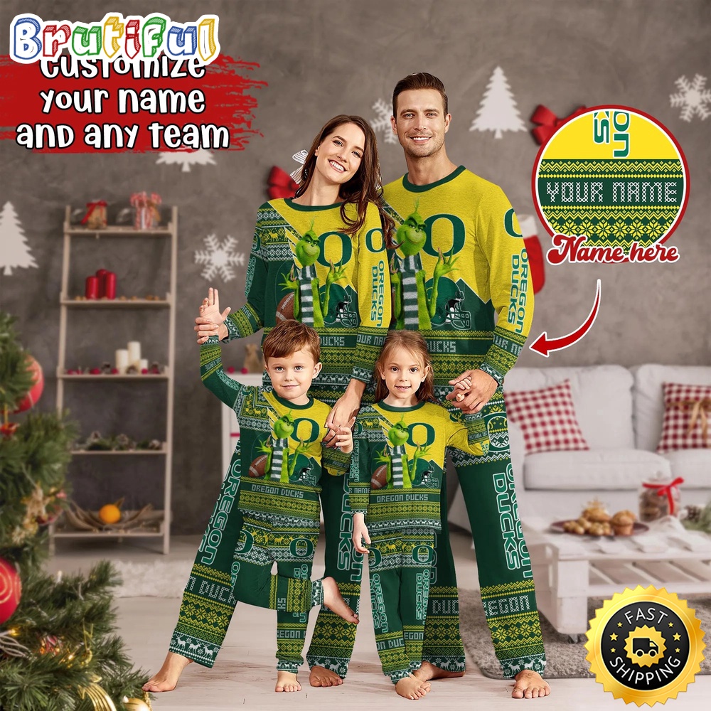 personalized ncaa oregon ducks pajamas xmas for sport family 76auo