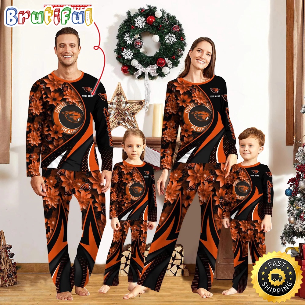 personalized ncaa oregon state beavers pajamas flower for sport family 5p2j7