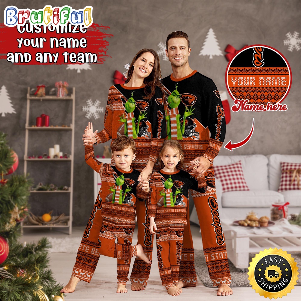 personalized ncaa oregon state beavers pajamas xmas for sport family eckkx