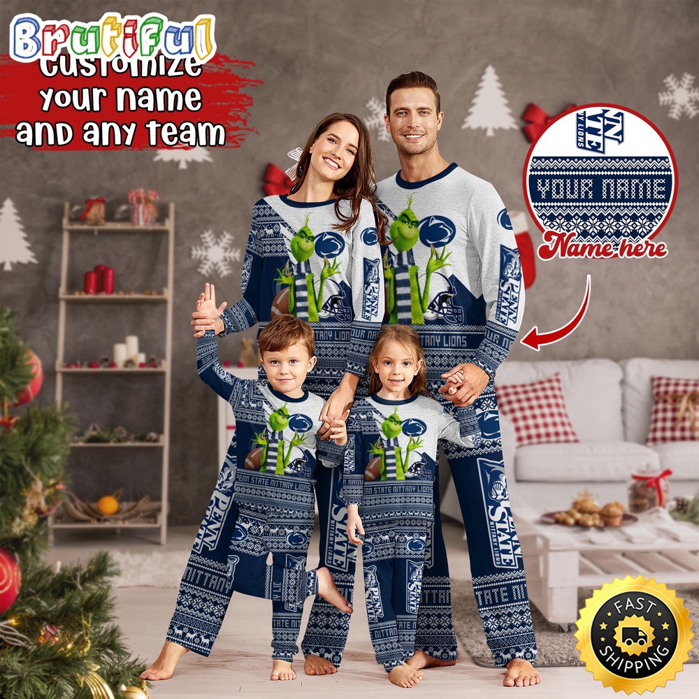 personalized ncaa penn state nittany lions pajamas xmas for sport family h5qdh