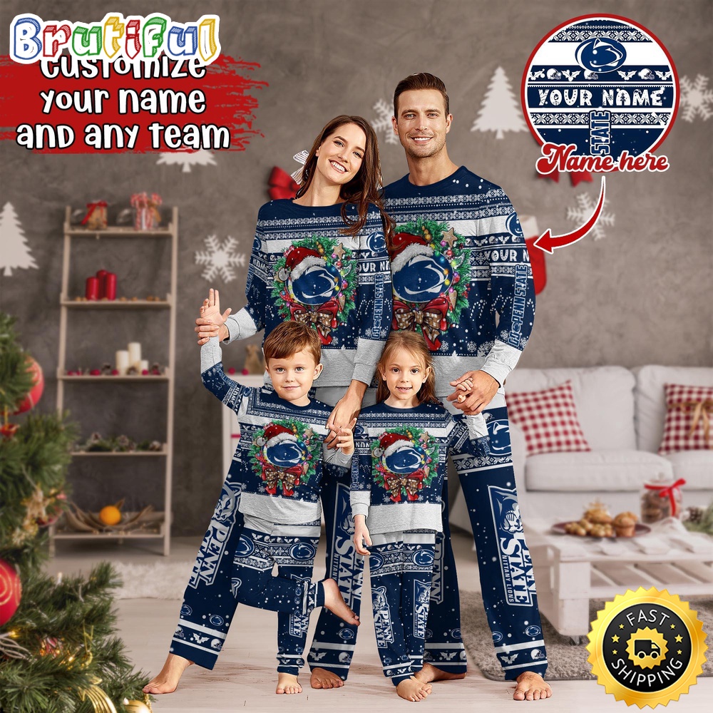 personalized ncaa penn state nittany lions pajamas xmas for sports fan 2pssi