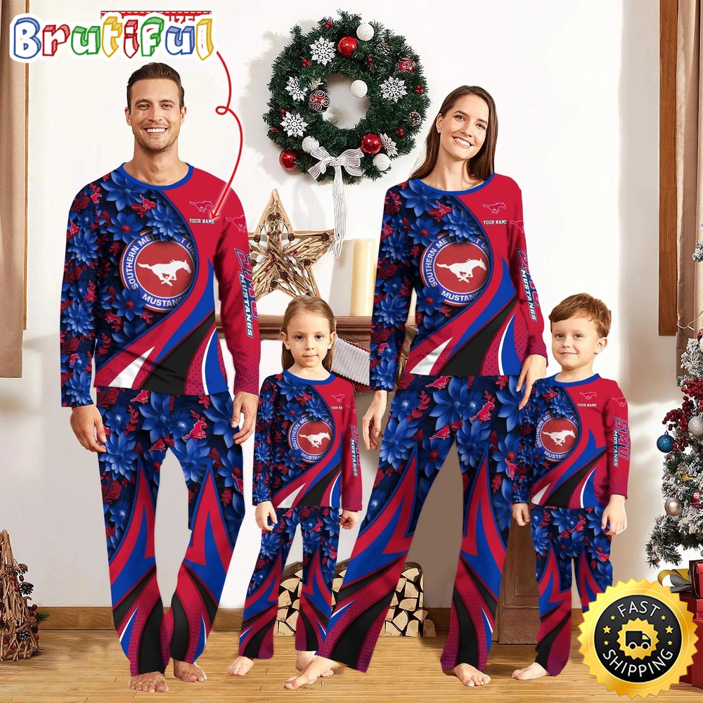 personalized ncaa smu mustangs pajamas flower for sport family e7nyp