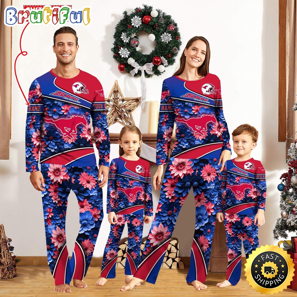 personalized ncaa smu mustangs pajamas for family pajamas sport fans y86xc