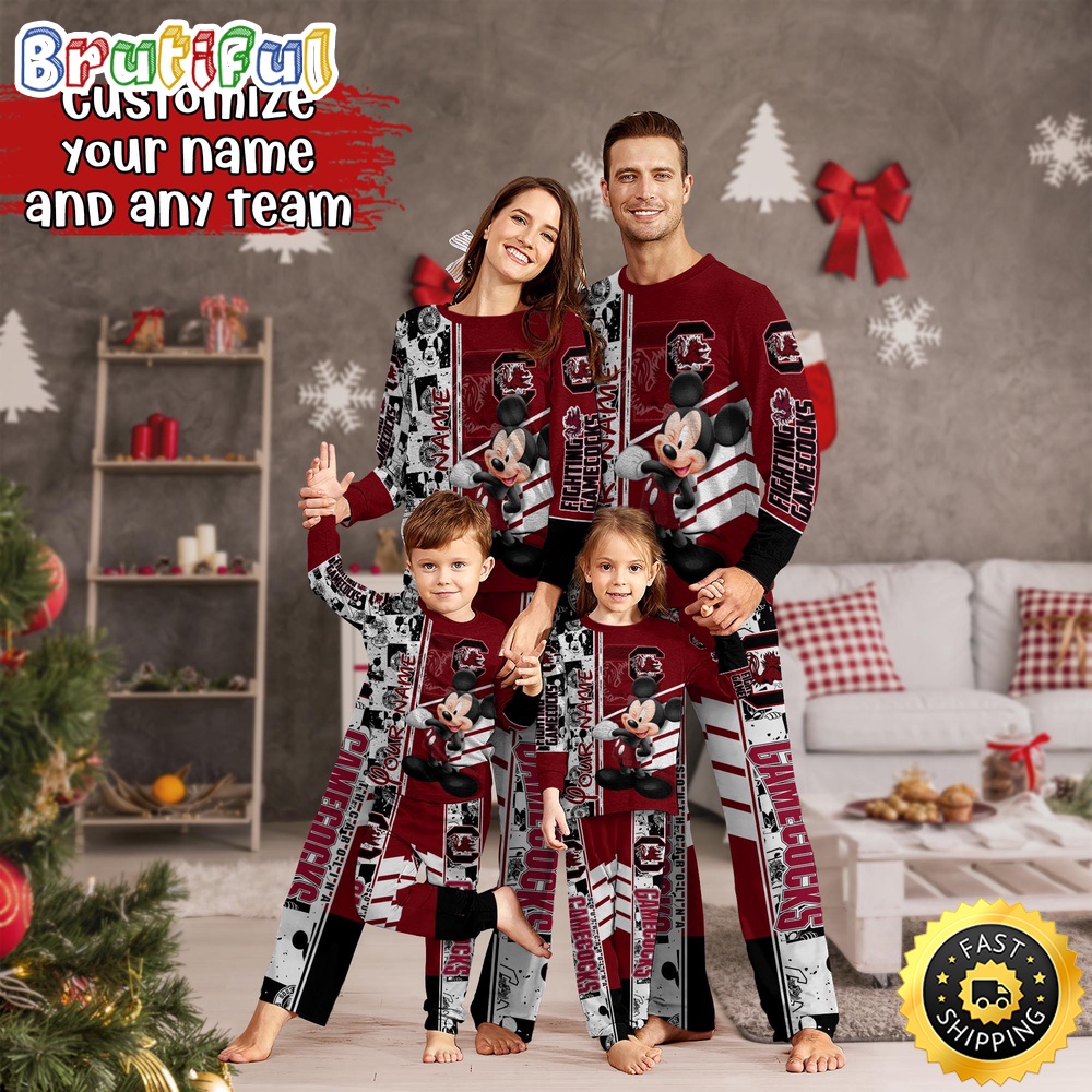 personalized ncaa south carolina gamecocks pajamas mickey mouse for family gp88n