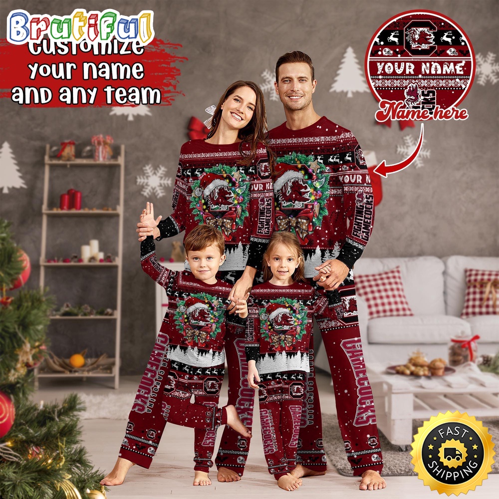 personalized ncaa south carolina gamecocks pajamas xmas for sports fan ul02o