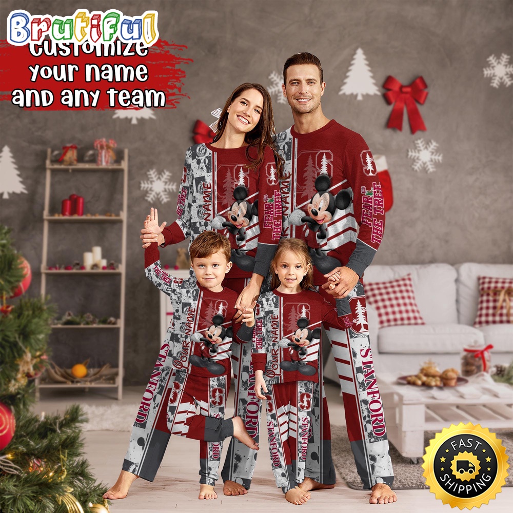 personalized ncaa stanford cardinal pajamas mickey mouse for family kdm2j