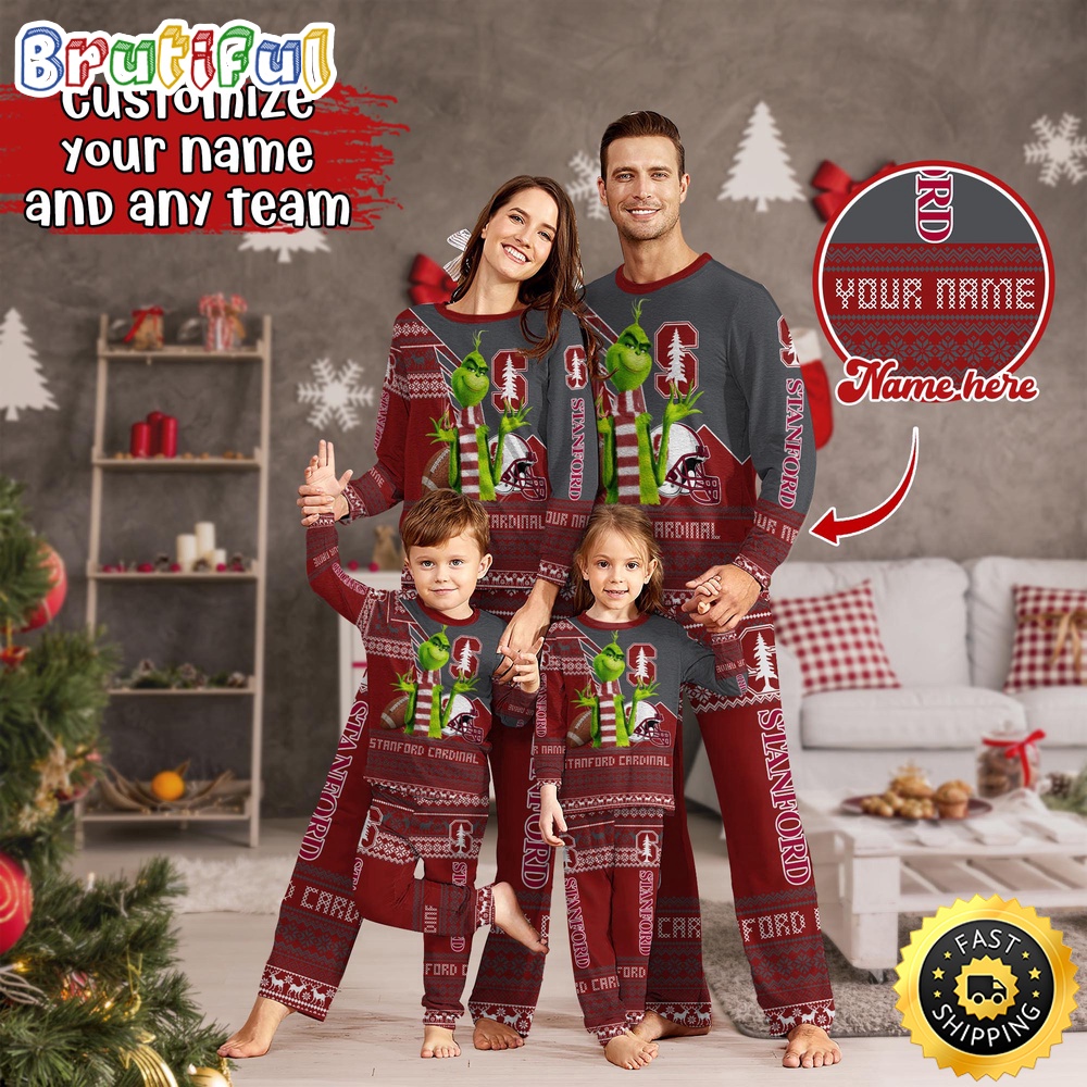 personalized ncaa stanford cardinal pajamas xmas for sport family 6jssi