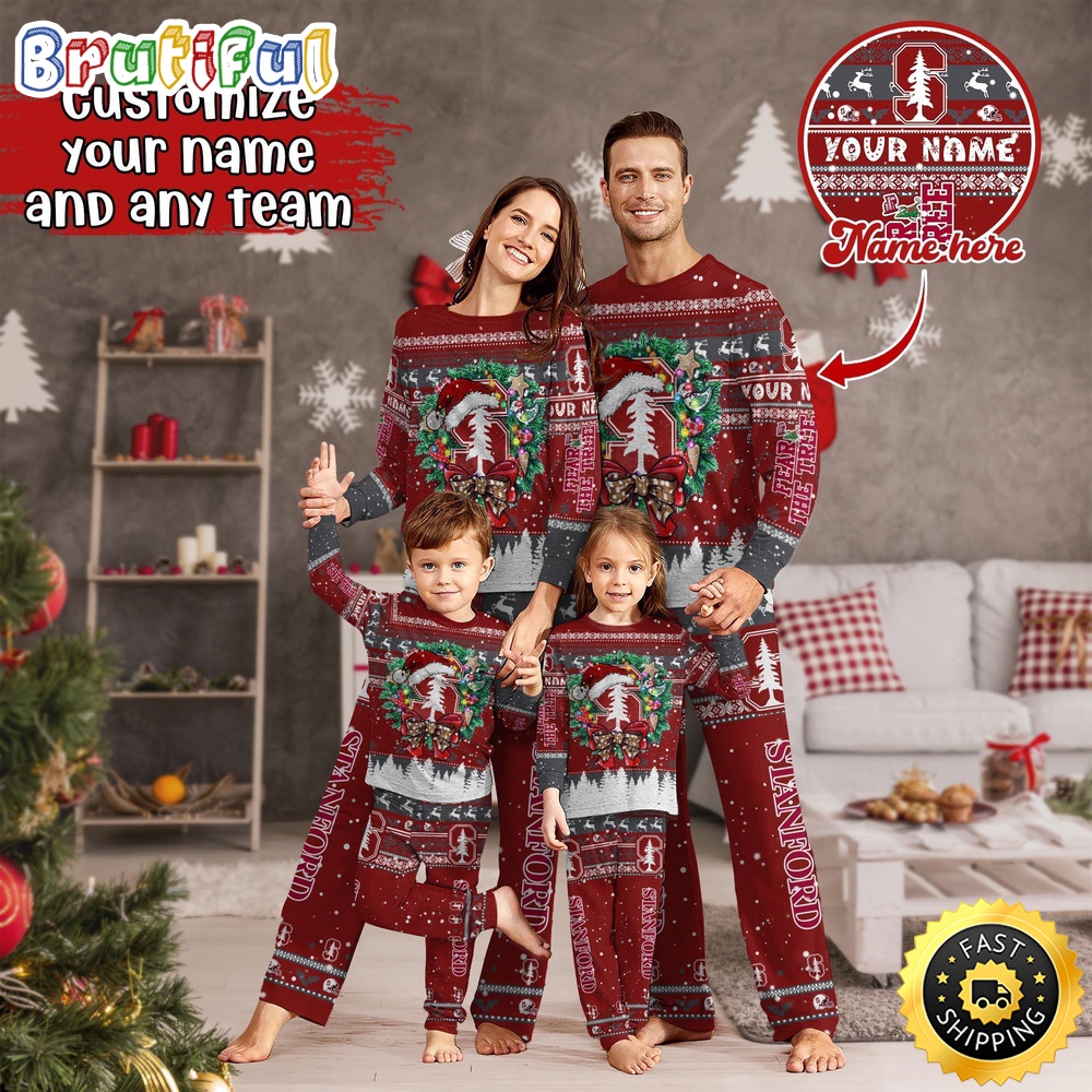 personalized ncaa stanford cardinal pajamas xmas for sports fan lm424