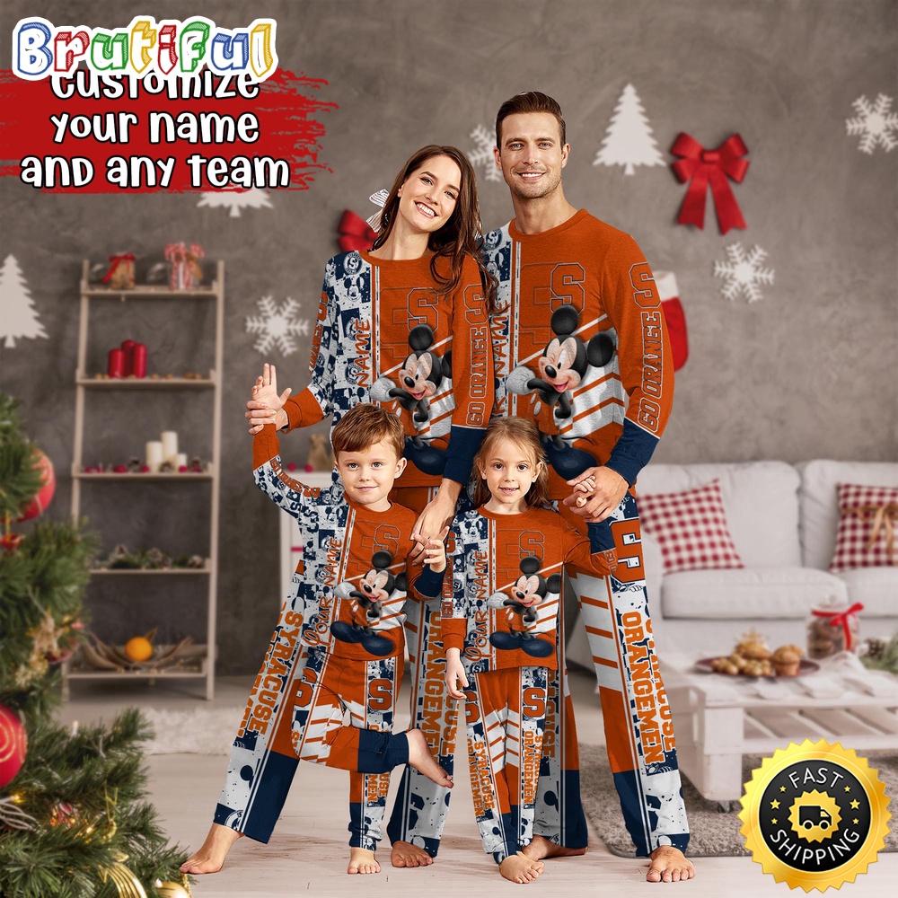 personalized ncaa syracuse orange pajamas mickey mouse for family xao33