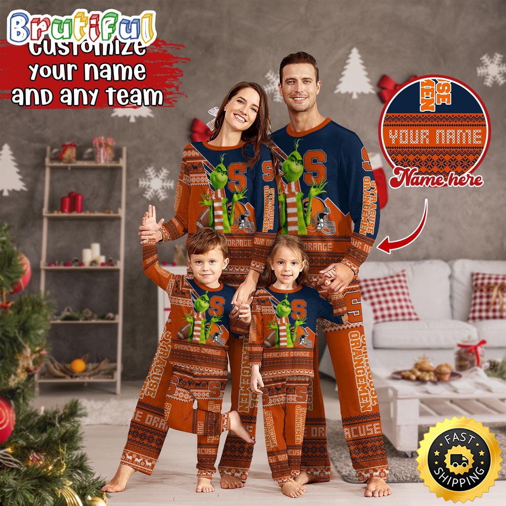 personalized ncaa syracuse orange pajamas xmas for sport family 67q0c