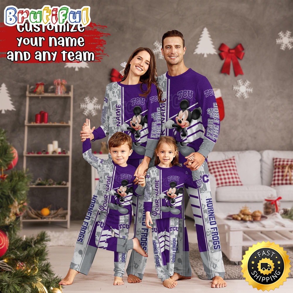 personalized ncaa tcu horned frogs pajamas mickey mouse for family tu0fo
