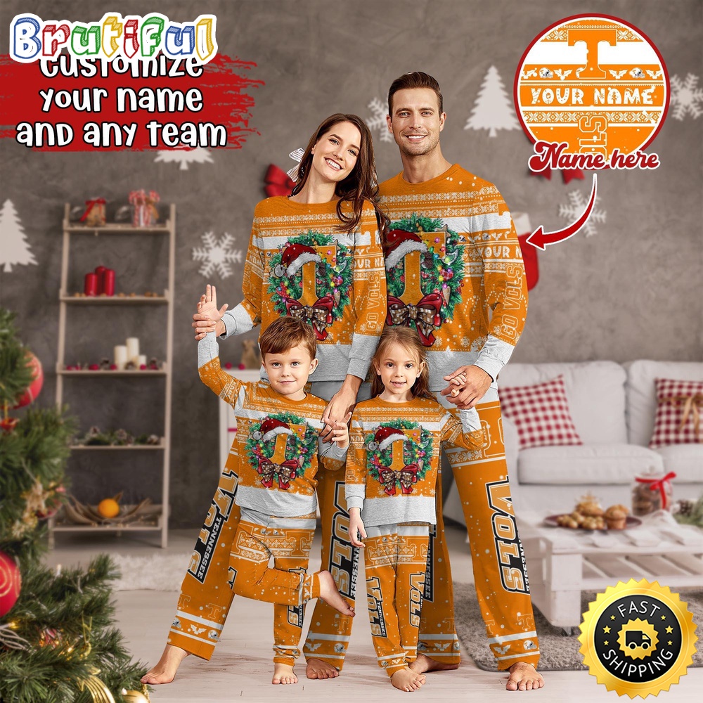personalized ncaa tennessee volunteers pajamas christmas pajamas for sports fan divah