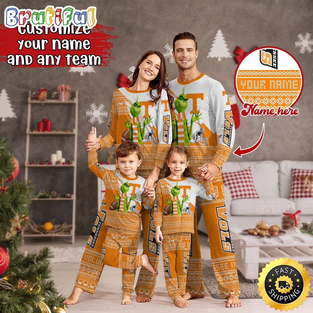 personalized ncaa tennessee volunteers pajamas xmas for sport family 252d2