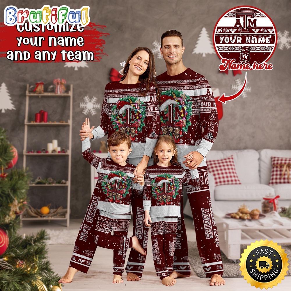 personalized ncaa texas aampm aggies pajamas christmas pajamas for sports fan vs268