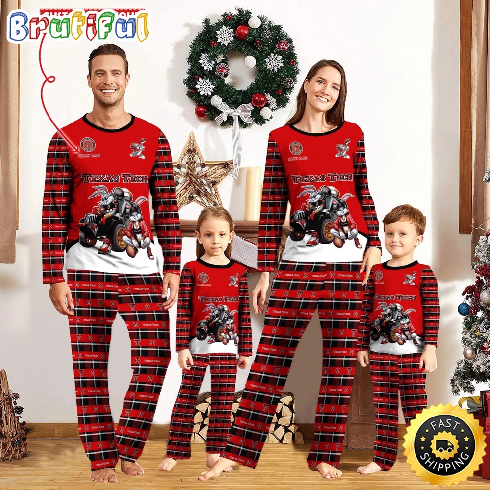 personalized ncaa texas tech red raiders pajamas for family iz3ij