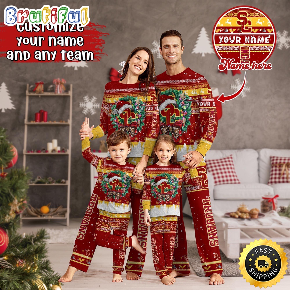 personalized ncaa usc trojans pajamas xmas for sports fan chvam