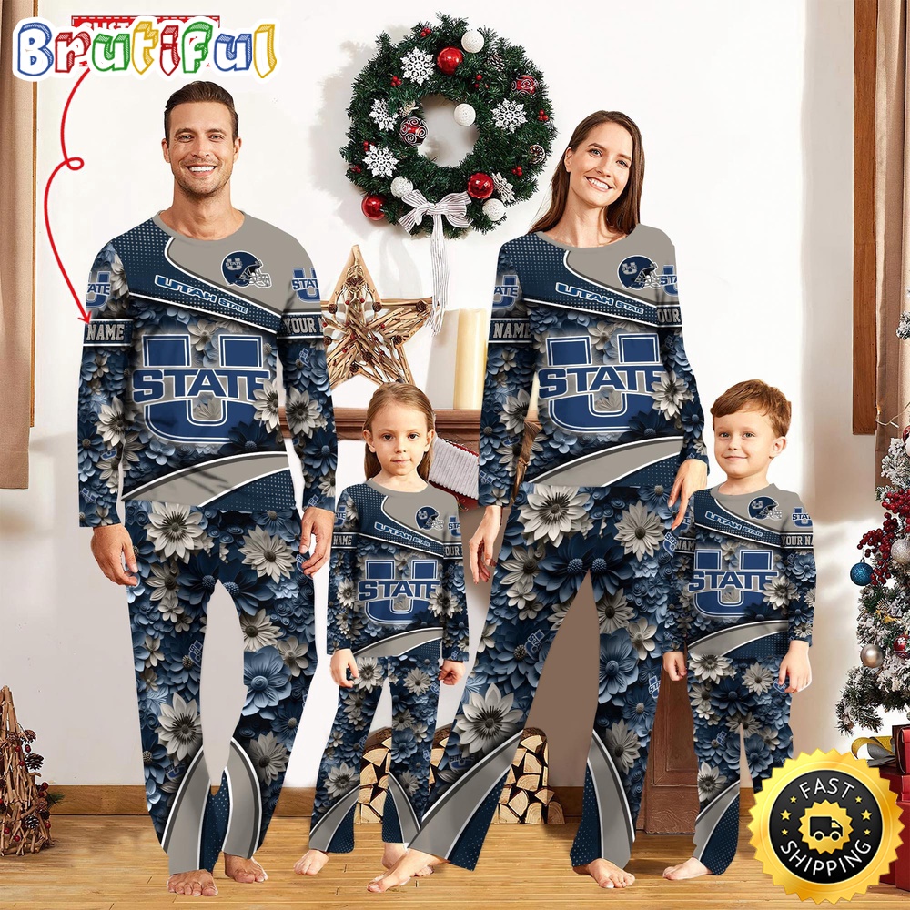 personalized ncaa utah state aggies pajamas for family pajamas sport fans 968ra