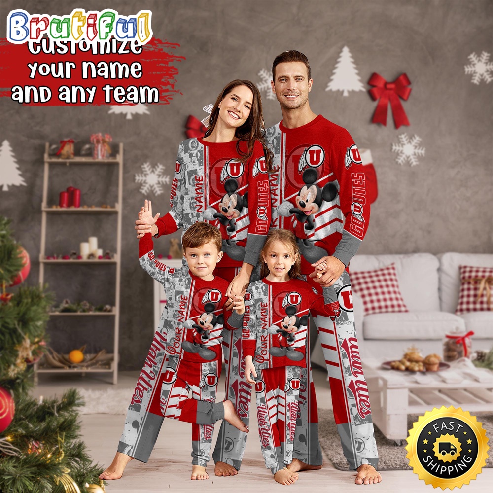 personalized ncaa utah utes pajamas mickey mouse for family cuqsj