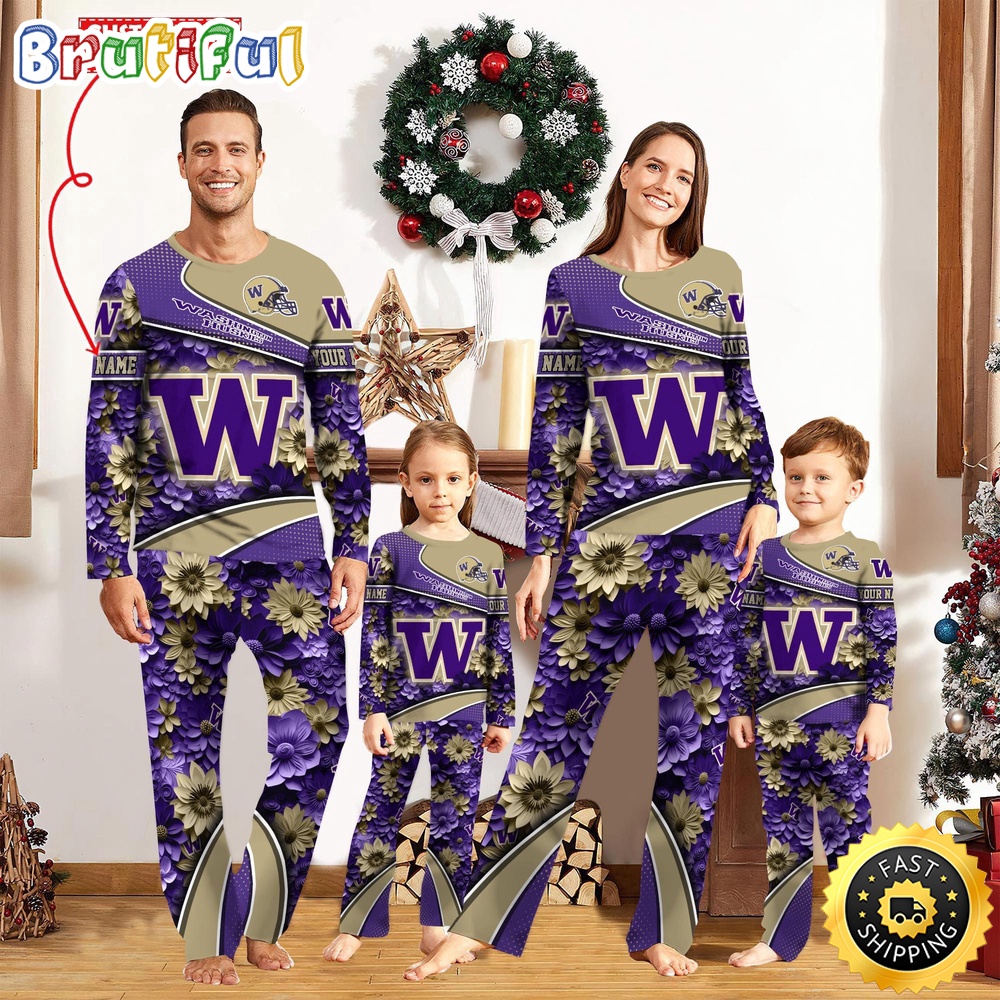 personalized ncaa washington huskies pajamas for family pajamas sport fans ucwte