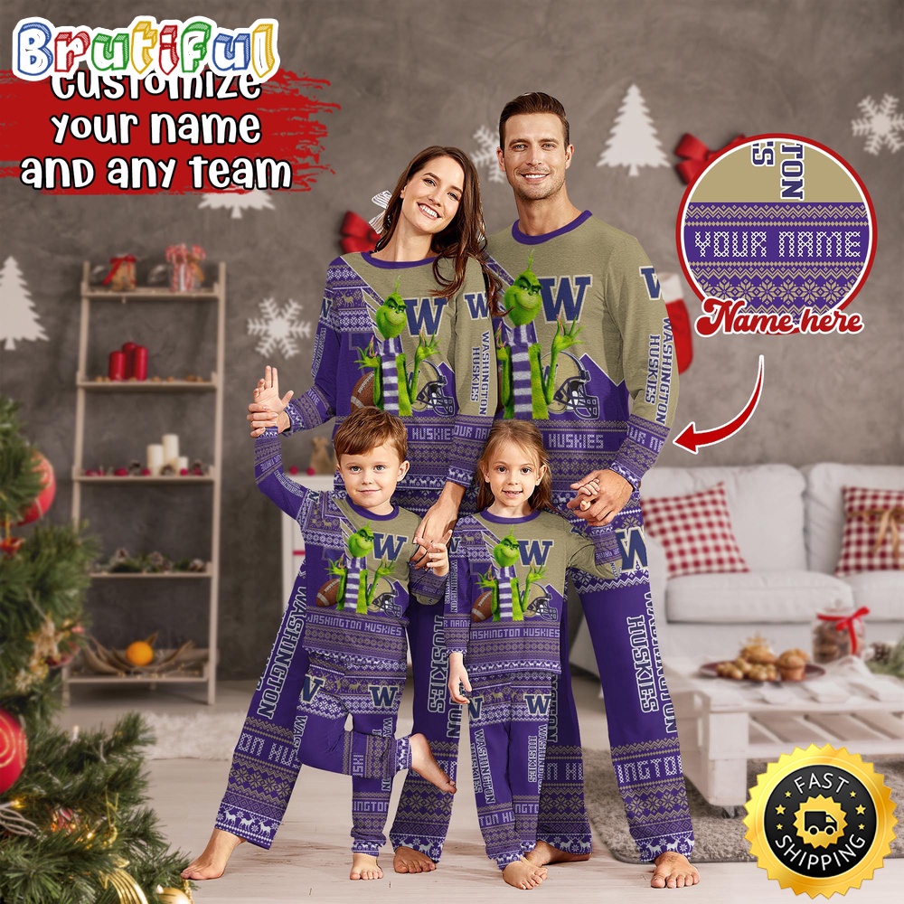 personalized ncaa washington huskies pajamas xmas for sport family n7jtl
