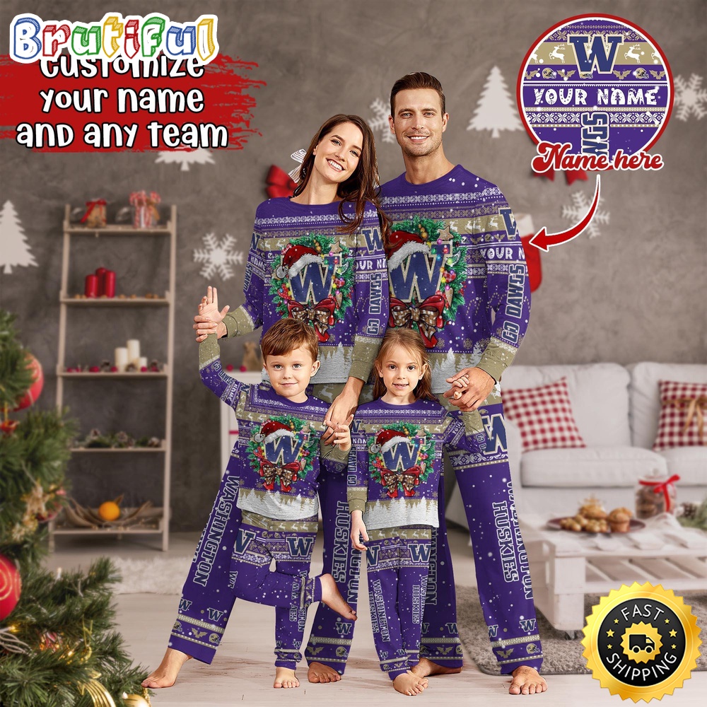 personalized ncaa washington huskies pajamas xmas for sports fan fwzud