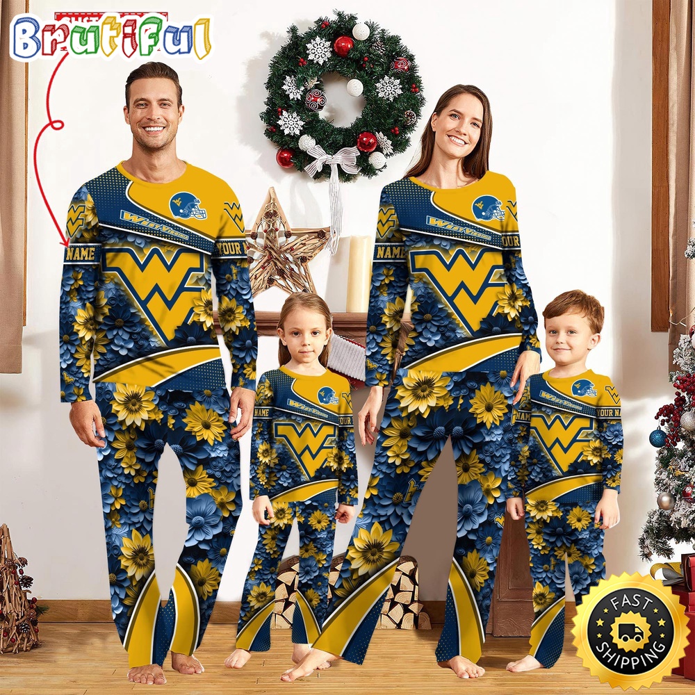 personalized ncaa west virginia mountaineers pajamas for family pajamas sport fans k9w71