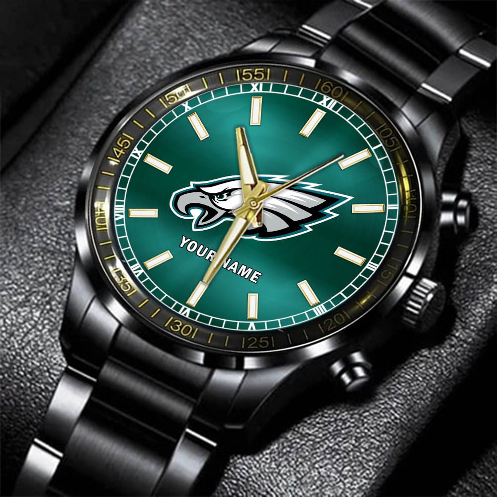 philadelphia eagles nfl personalized black hand watch gifts for fans rdcas