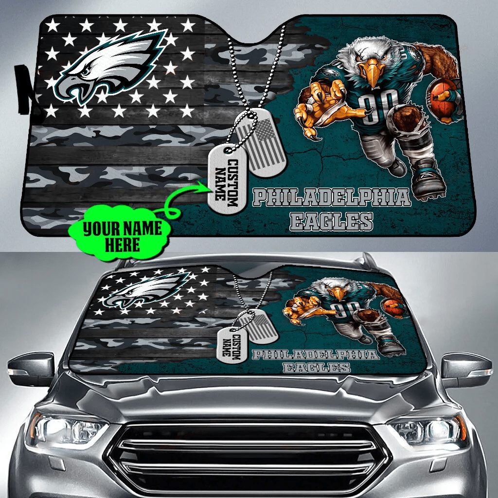 philadelphia eagles personalized auto sun shade bg55 yszex