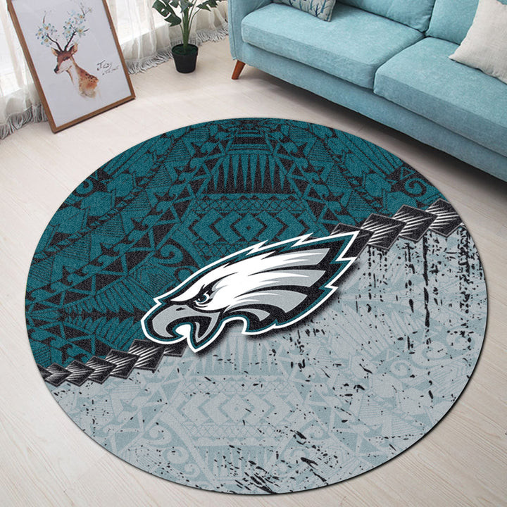 philadelphia eagles round rug grunge polynesian 20 jtj79