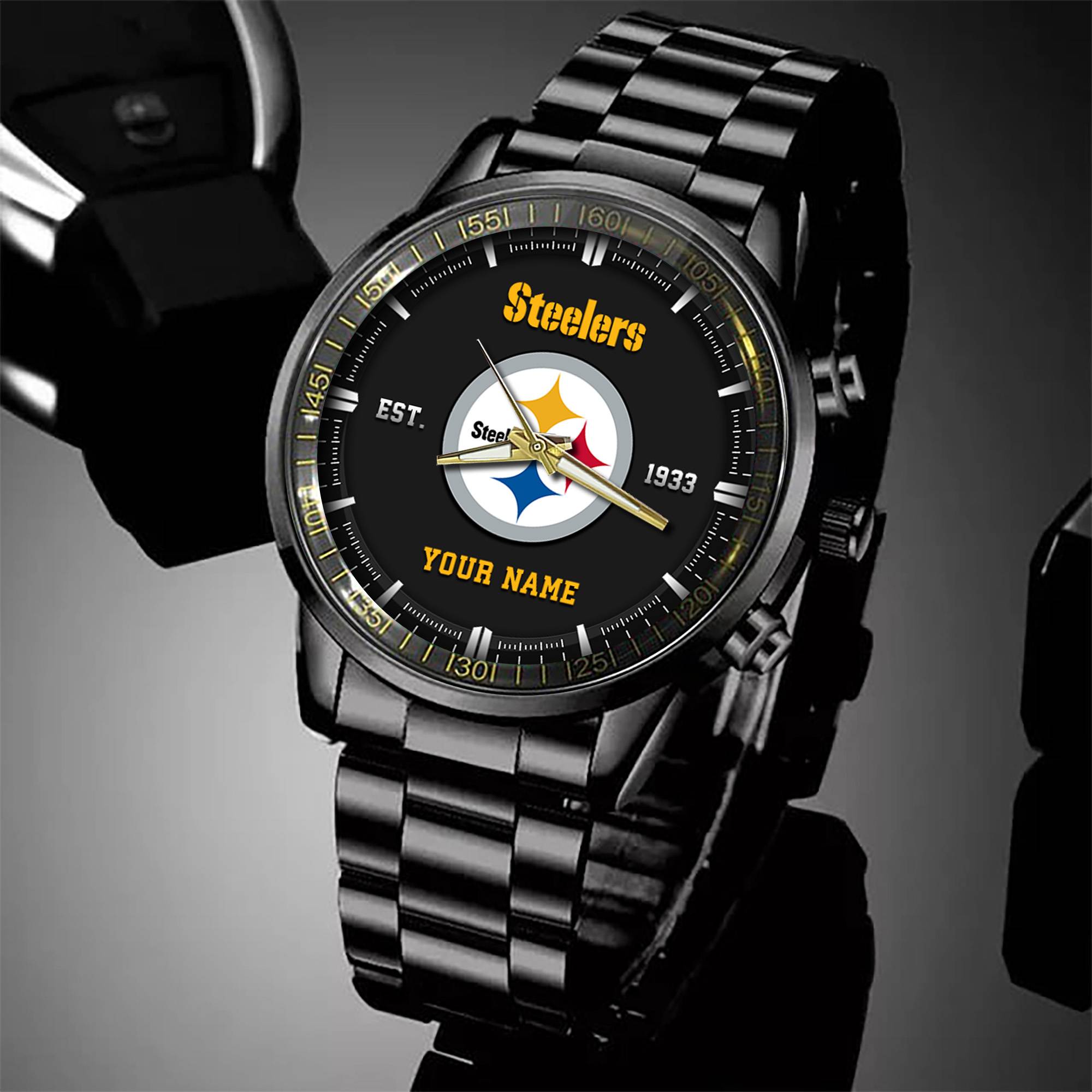 pittsburgh steelers black fashion watch custom your name sport black fashion watch football fan gifts black fashion watch custom your name sport black fashion watch football fan gifts ehivm 57648 jcbal