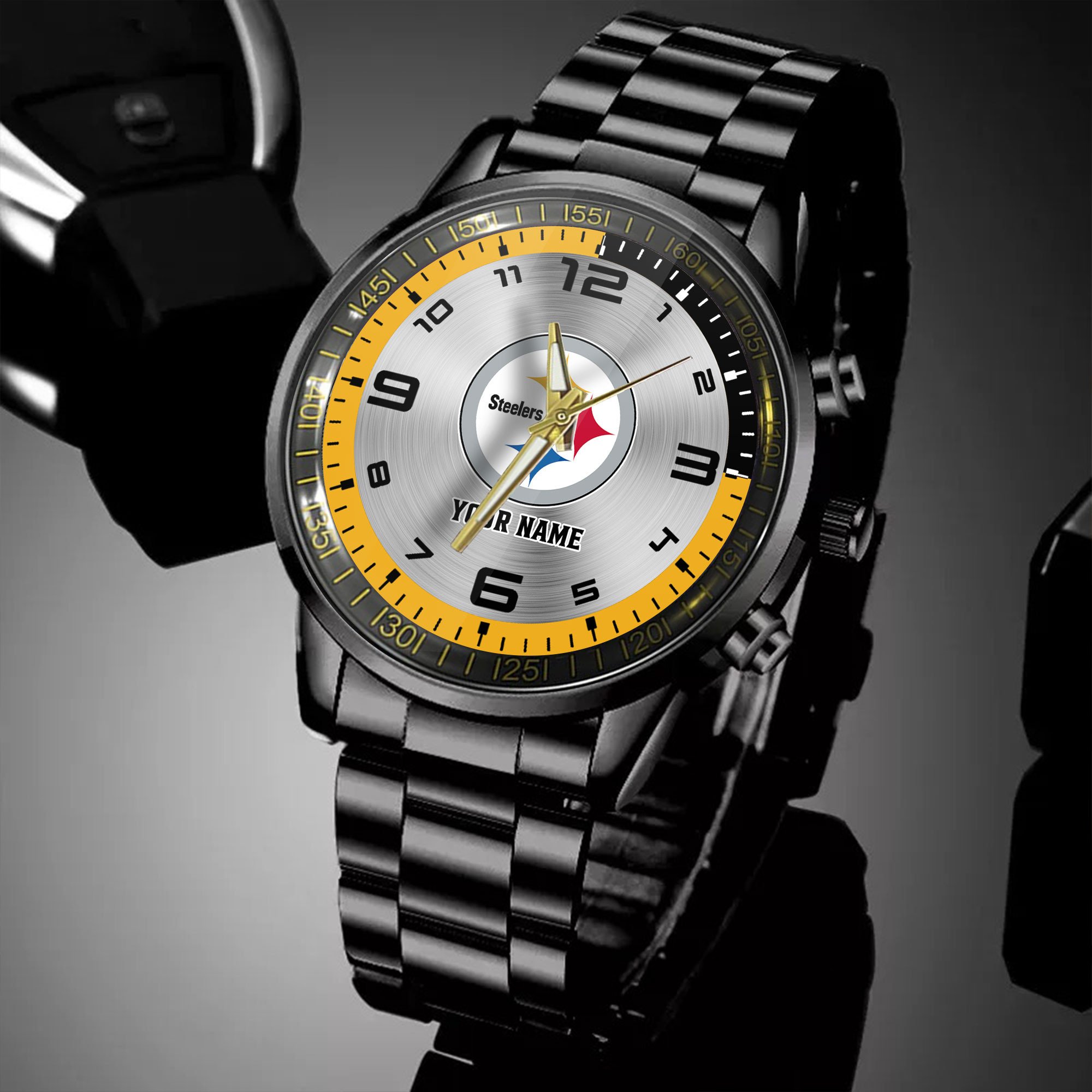 pittsburgh steelers nfl personalized black hand watch gifts for fans nhhzj