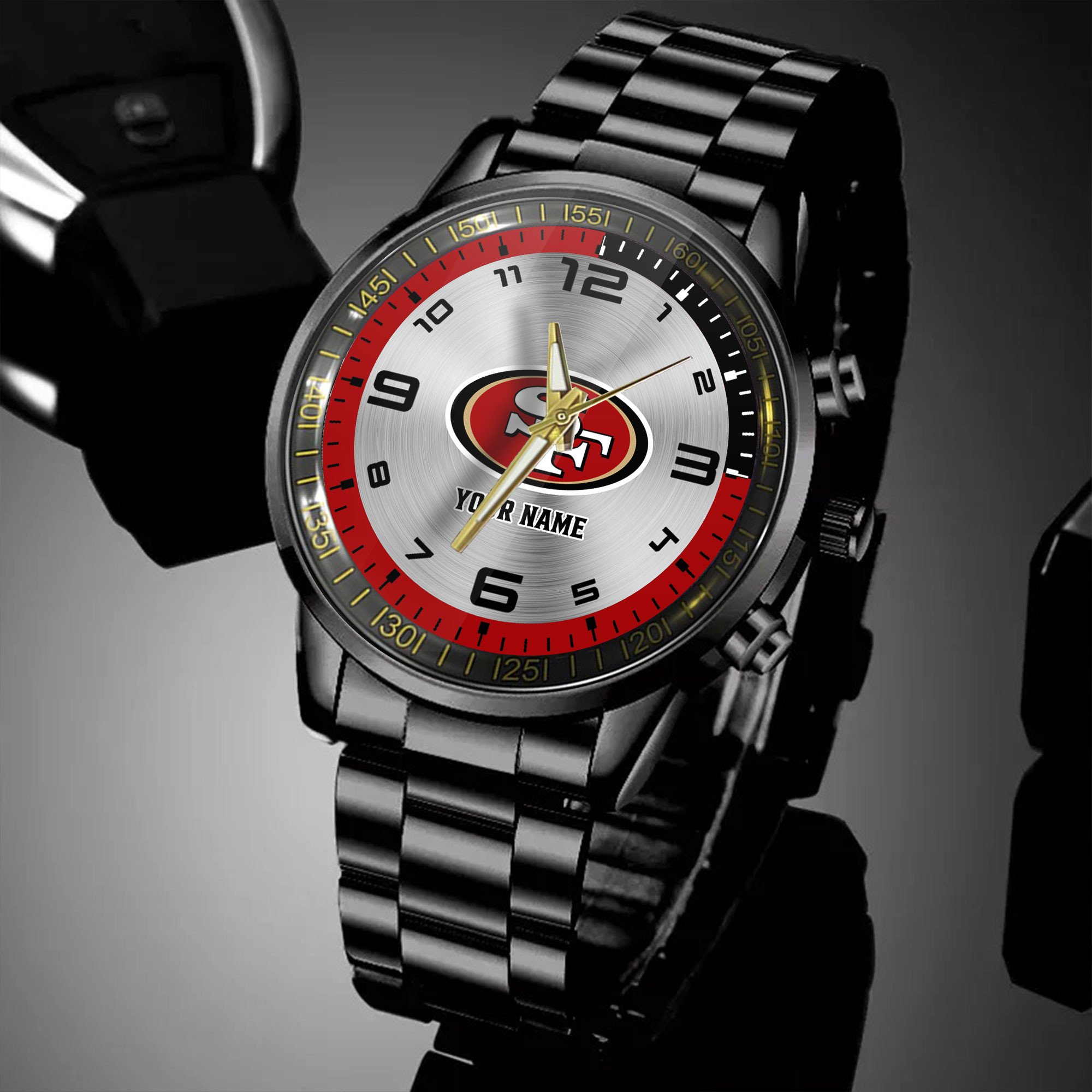 san francisco 49ers nfl personalized black hand watch gifts for fans e96la