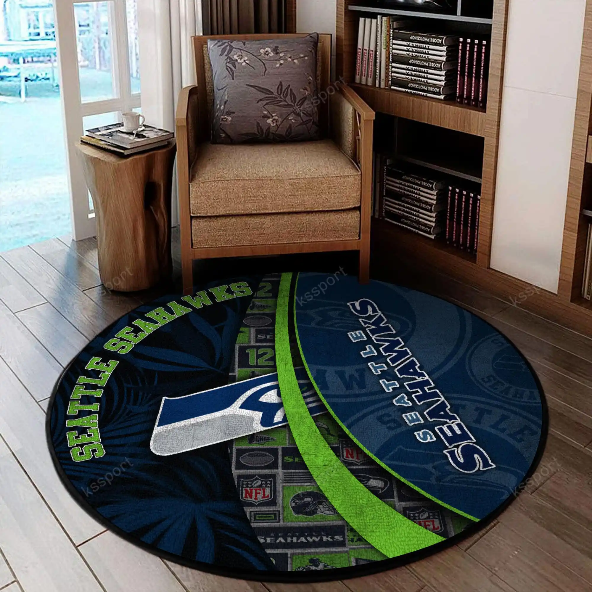 seattle seahawks round rug 148 pnvoc