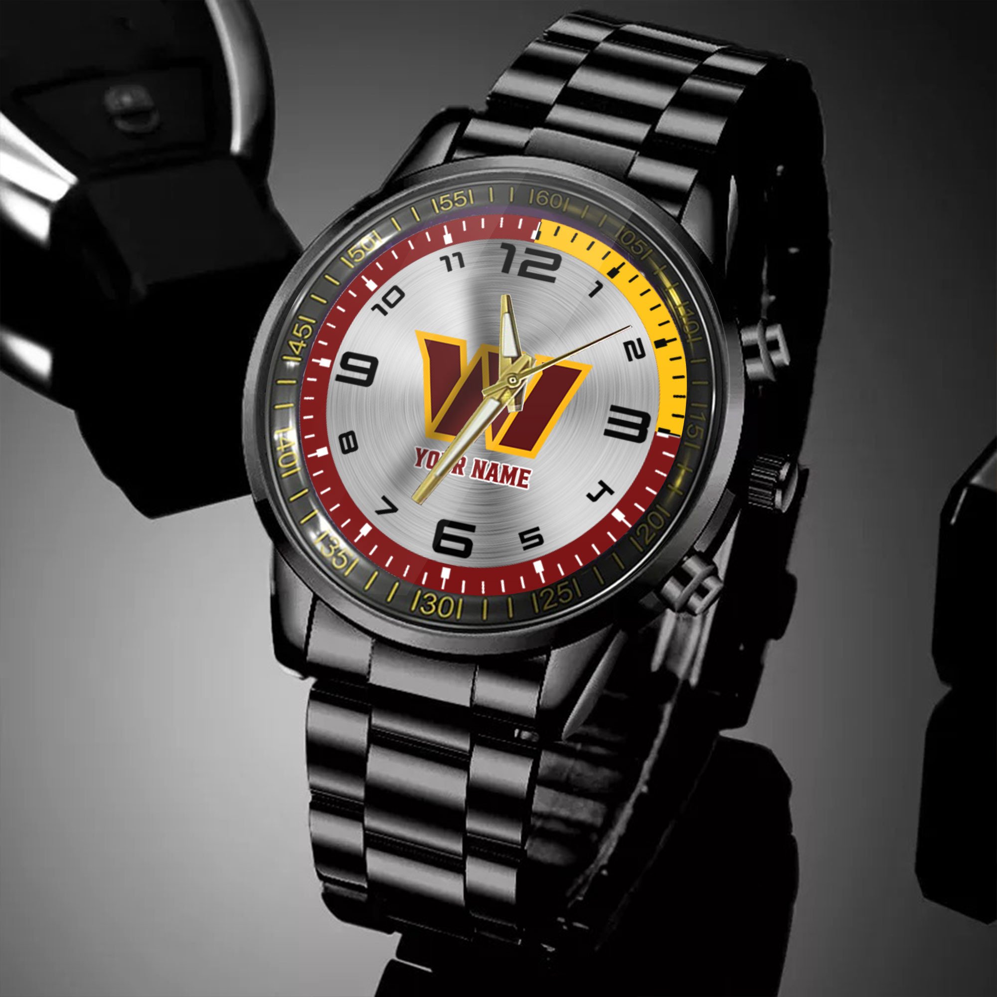 washington commanders nfl personalized black hand watch gifts for fans fcj1i